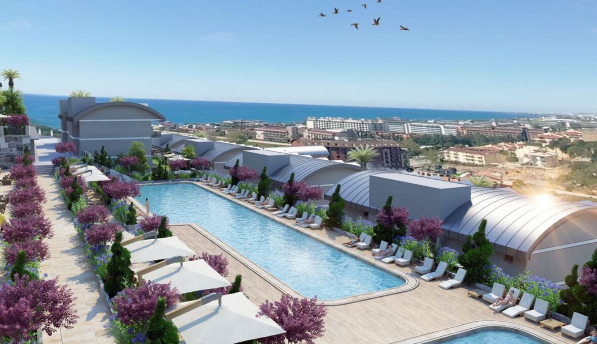 New 3 Room Apartment with Sea View in KONAKLI Alanya Turkey
